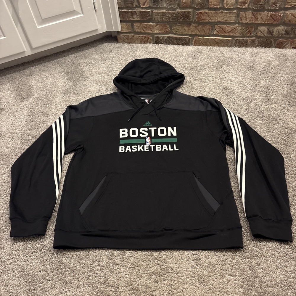 Boston Celtics Basketball Adidas Player Issue Hoodie XL Black NBA Climawarm +0